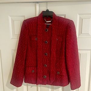 White House Black Market Red Tweed Jacket